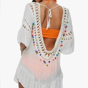 Island Blue Colorful Crochet Fringe Shawl